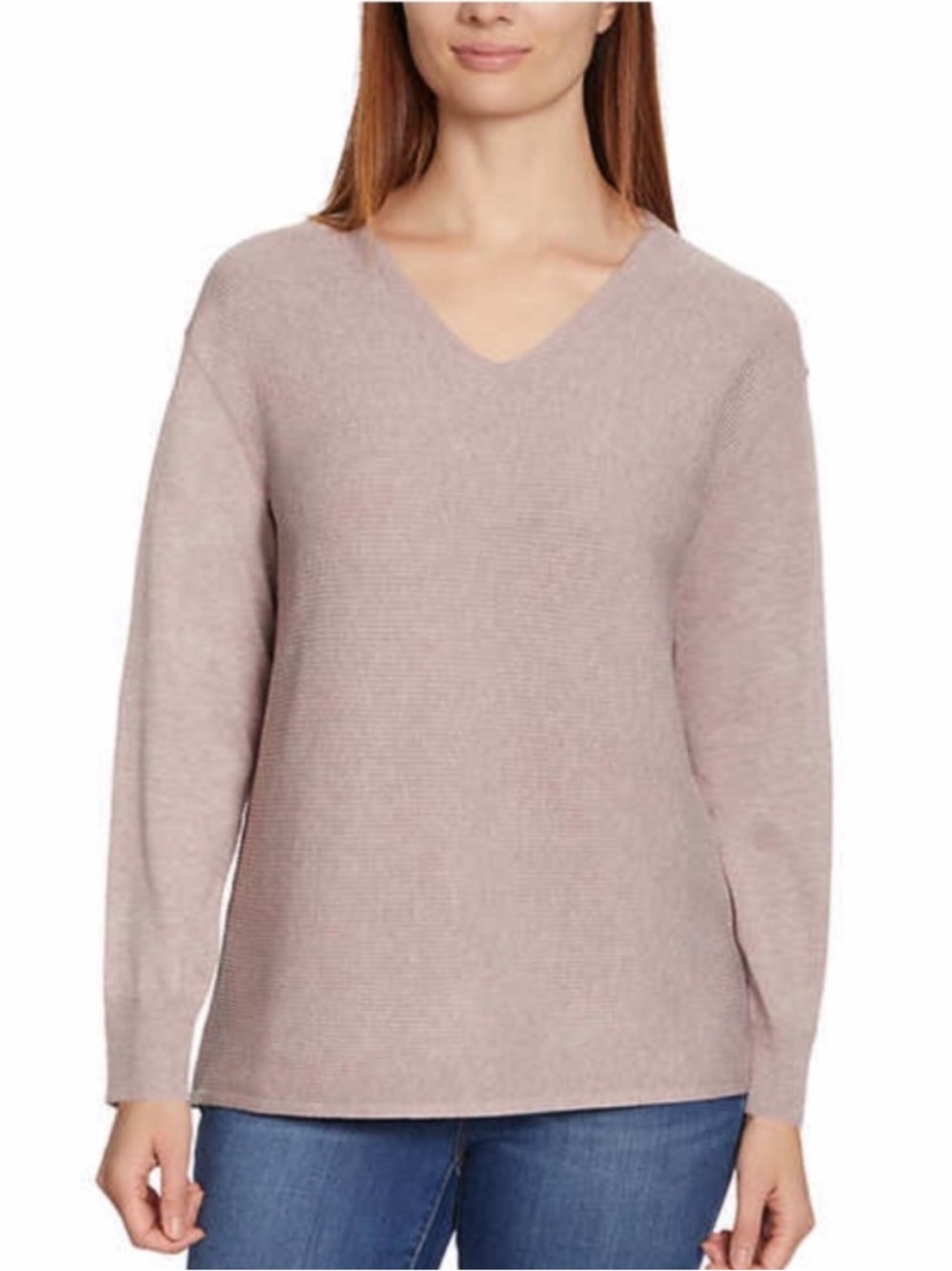 Ella Moss Ladies V-Neck Ribbed Sweater Purple Pink Extra Small Tunic Spring Alo